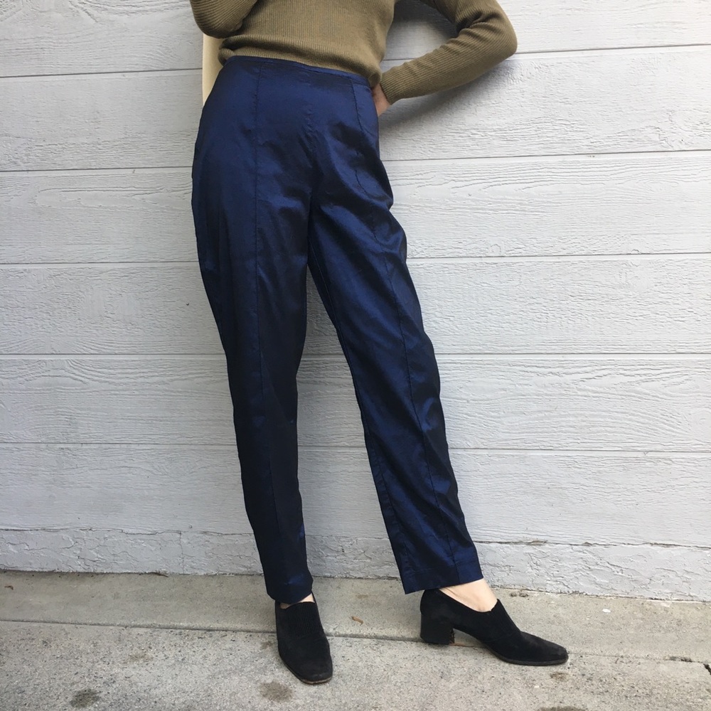 90s Iridescent Midnight Blue HighWaisted Trousers